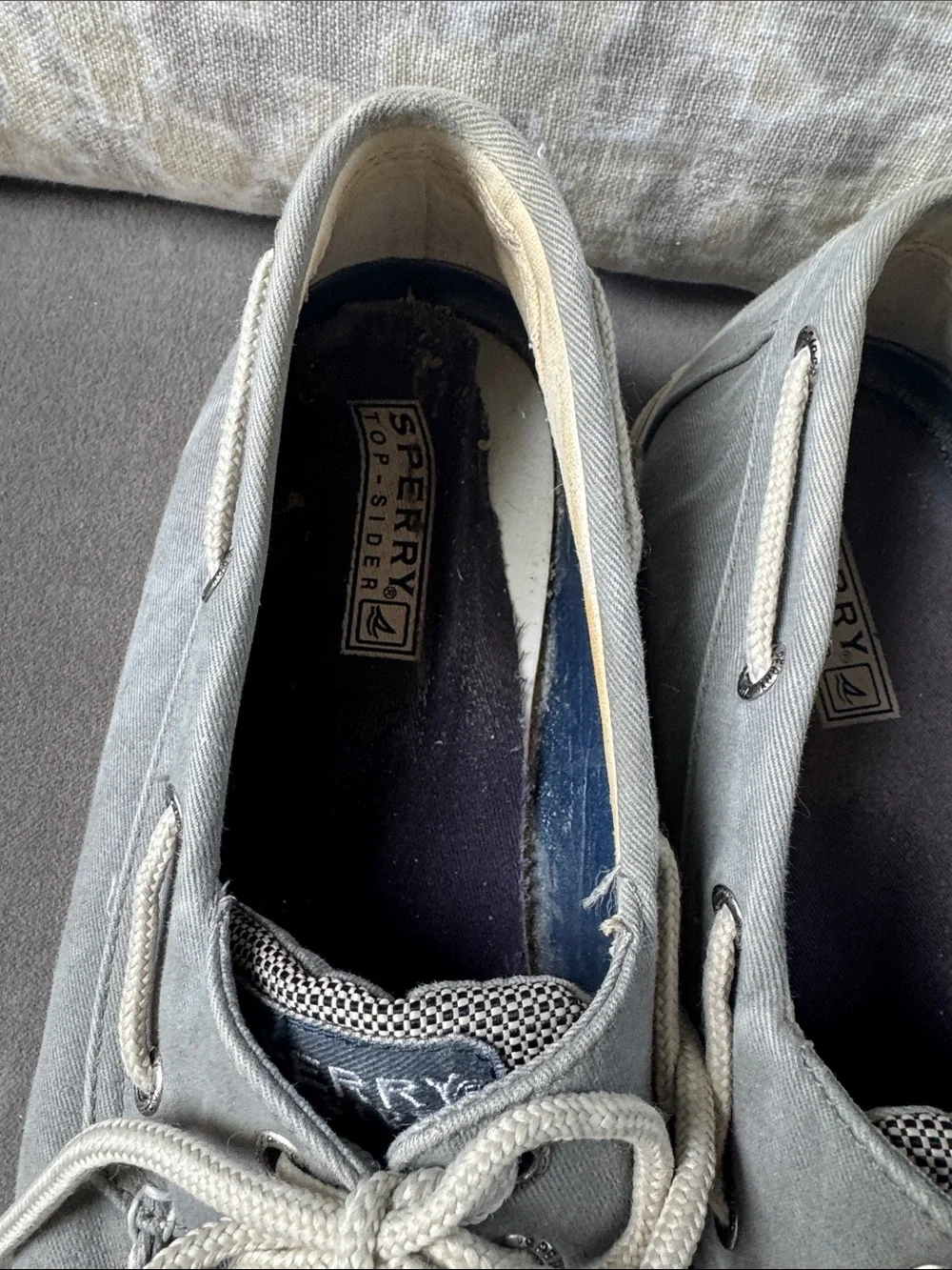 Sperry Men's Grey Canvas Boat Shoes size 10.5 M